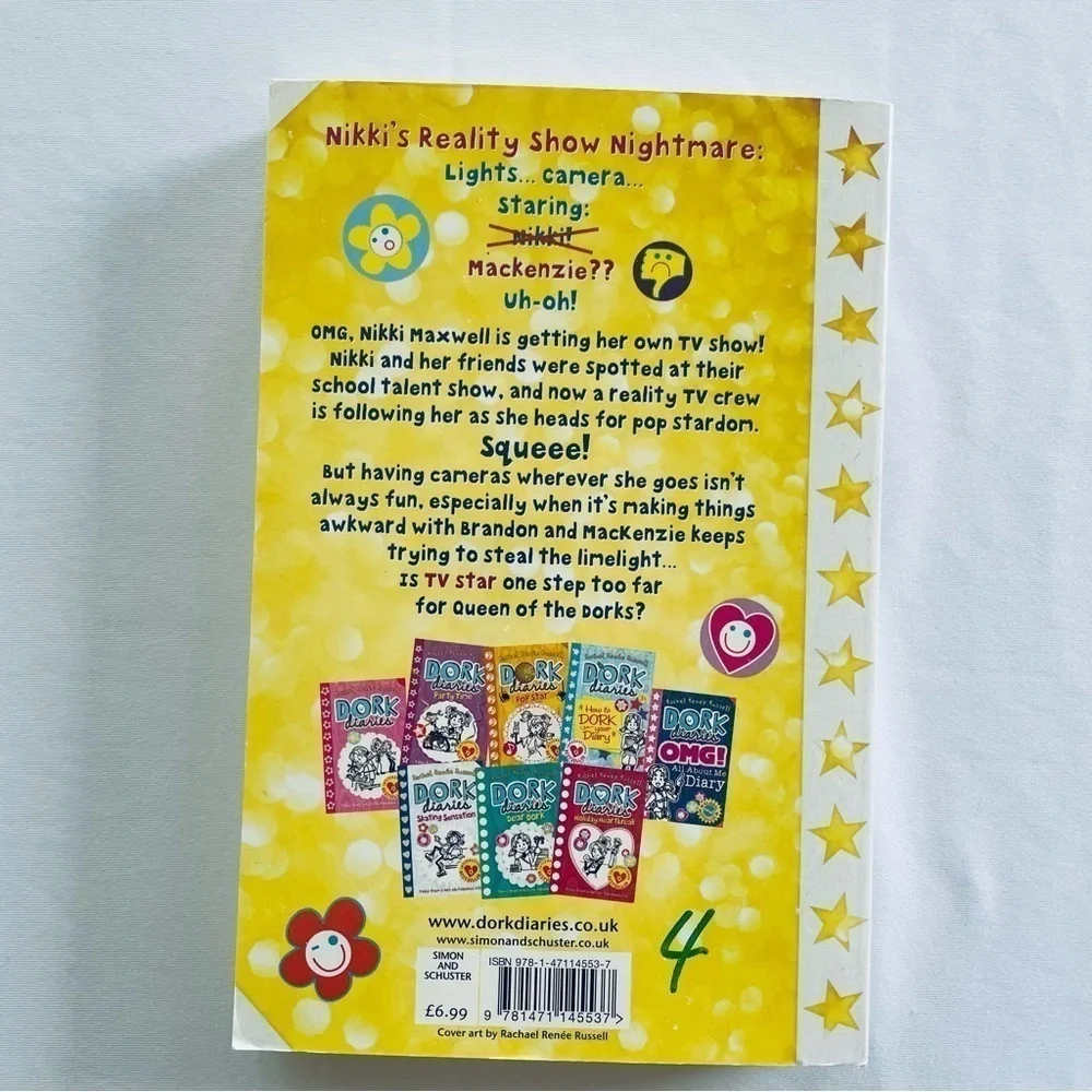 Lot of 4 Girls' Books: Dork Diaries by Rachel Renee Russell
